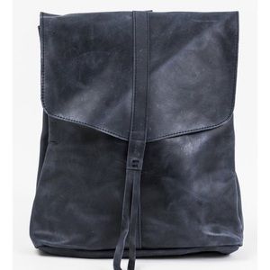 Navy Blue Genuine Leather Backpack